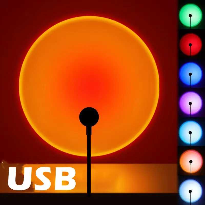 RnnTuu светодиодная USB лампа на закате проектор домашний декор ночник портативный свет настроения для гостиной настенная фотография неоновые огни Ночники