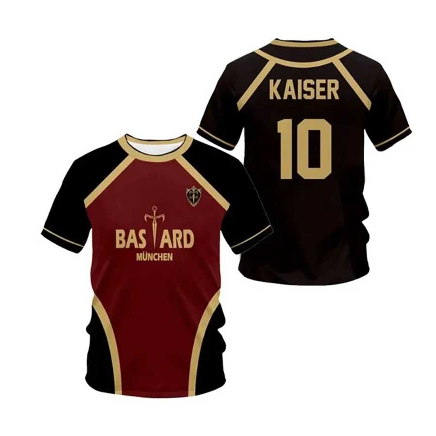 Футболка с принтом Jersey Futsal Pattern Vl Replika Blue Lock Anime Bastard Munich, летняя, мужская и женская, повседневная, спортивная, топ Футболки и майки