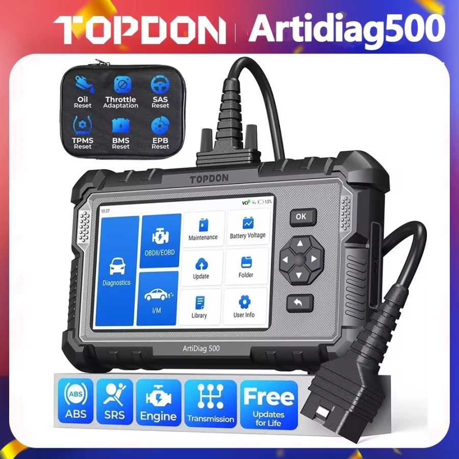 Диагностический сканер TOPDON ArtiDiag500 для 4 систем с 6 функциями сброса, OBD2, SAS/TPMS/BMS/EPB, инструмент для диагностики автомобиля, бесплатное обновление Инструмент для ремонта автомобилей