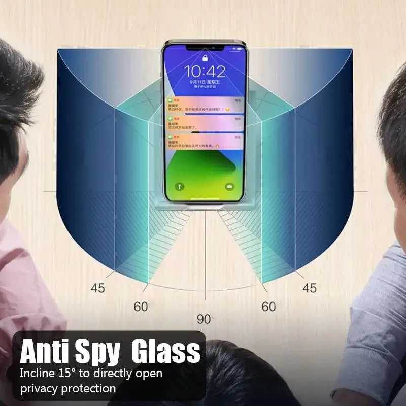 Фотография №4 товара Комплект из 3-х антишпионских стекол для iPhone 17, 16, 15,