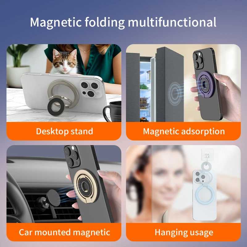 Фотография №2 товара Двусторонний магнитный держатель для телефона MagSafe, портативная складная подставка для