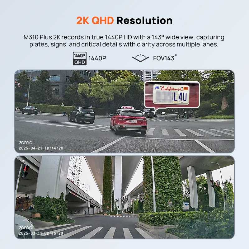 Фотография №1 товара 70mai M310 Plus 2K Resolution, 1440P Night Vision WDR F1.55
