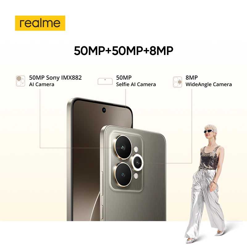 Фотография №2 товара Смартфон realme 15 5G с процессором Dimensity 7300+ 5G, 6.77-дюймовым