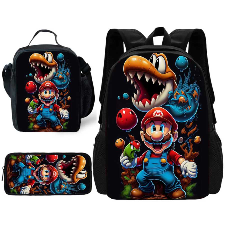 Детский школьный аниме-игровой рюкзак Crazy M-M-Marios с сумками для обеда, сумками-карандашами, школьными сумками для мальчиков и девочек, лучший подарок Детский Сумки