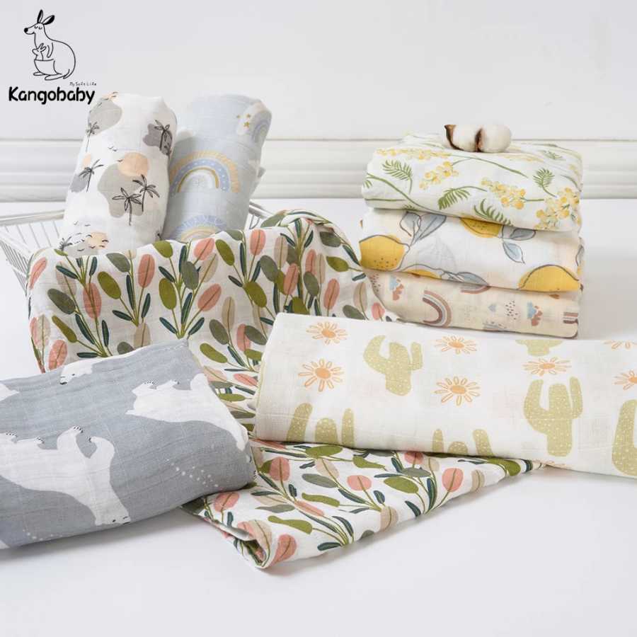 Kangobaby # My Soft Life # новый дизайн, Бамбуковая хлопковая муслиновая Пеленка, детское одеяло, чехол для кормления, суперудобная пеленка для новорожденных Постельное белье