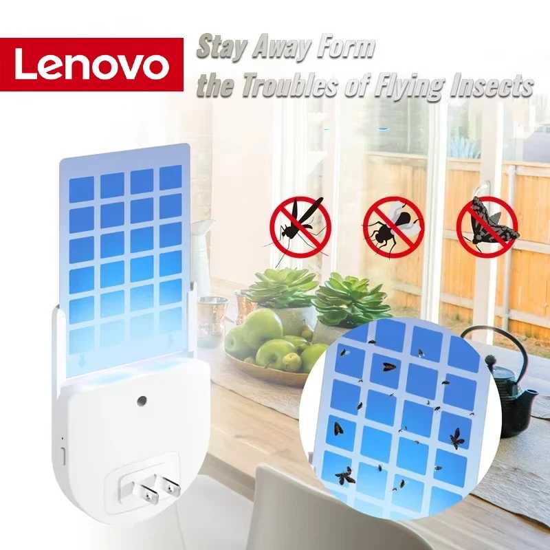 Ловушка для комаров Lenovo Sticky Mosquito Trap, вставляемая, для уничтожения насекомых, ловушка для мух для помещений с ночником, новинка 2026 года Техника для дома