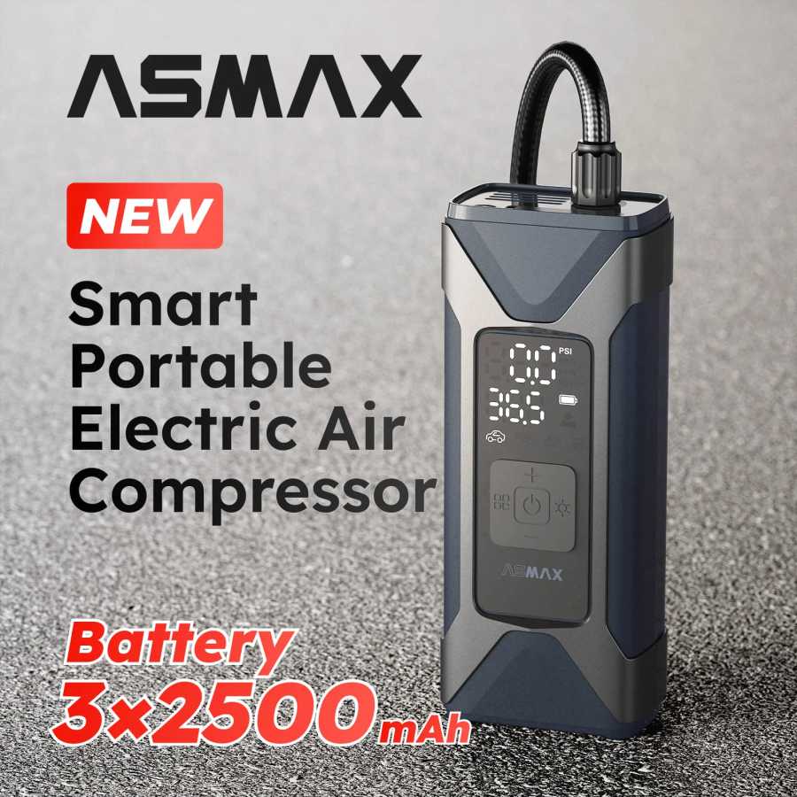 ASMAX 160PSI насос для накачивания шин 7500 мАч перезаряжаемый портативный воздушный компрессор для автомобиля, мотоцикла, велосипеда и мячей Аксессуары для мотоциклов
