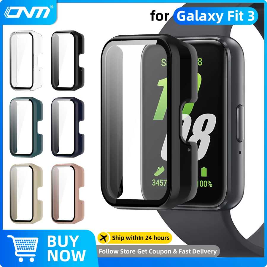 Стекло + чехол для Samsung Galaxy Fit 3, защитная пленка из закаленного стекла и жесткий защитный бампер для ПК, аксессуары для Galaxy Fit3 Умная электроника
