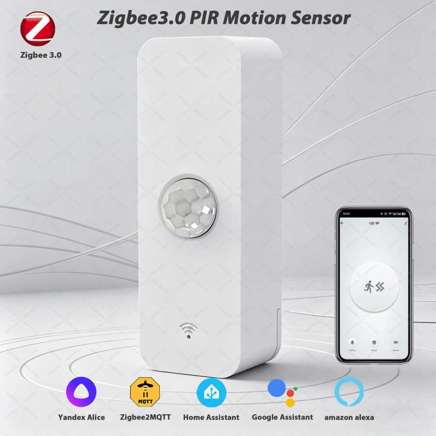 Датчик движения Zigbee 3.0 PIR, инфракрасный детектор для умного дома, защита от вторжений, работает с Яндекс, Zigbee2MQTT, Home Assistant Доступ к автоматизации здания