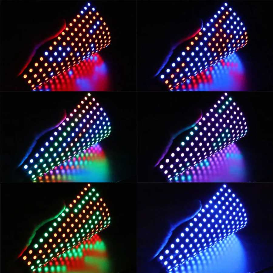 Фотография №4 товара 1-10 шт. WS2812B RGB гибкий 4X12 8X8 16x16 8x32 пикселей