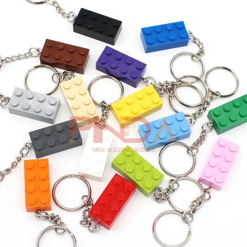 10 шт. MOC 2x4 брелок для ключей, строительные блоки, креативный подарок с кирпичным брелком MOC, кирпичи, пластина, совместимая Конструкторы