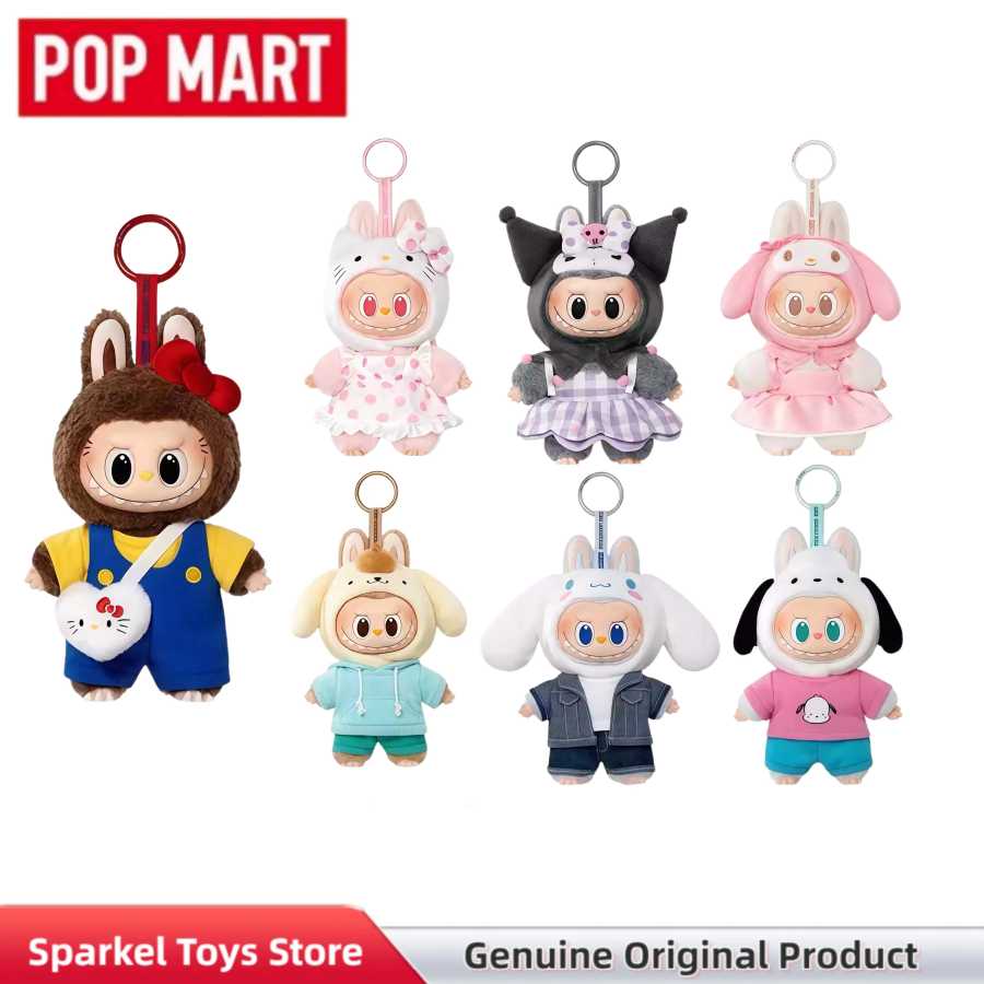 POPMART The Monsters Sanrio Characters Vinyl Plush Pendant Blind Box Hellokitty Kuromi Cute Bag Charm Toys Gift For Girl Модная слепая коробка