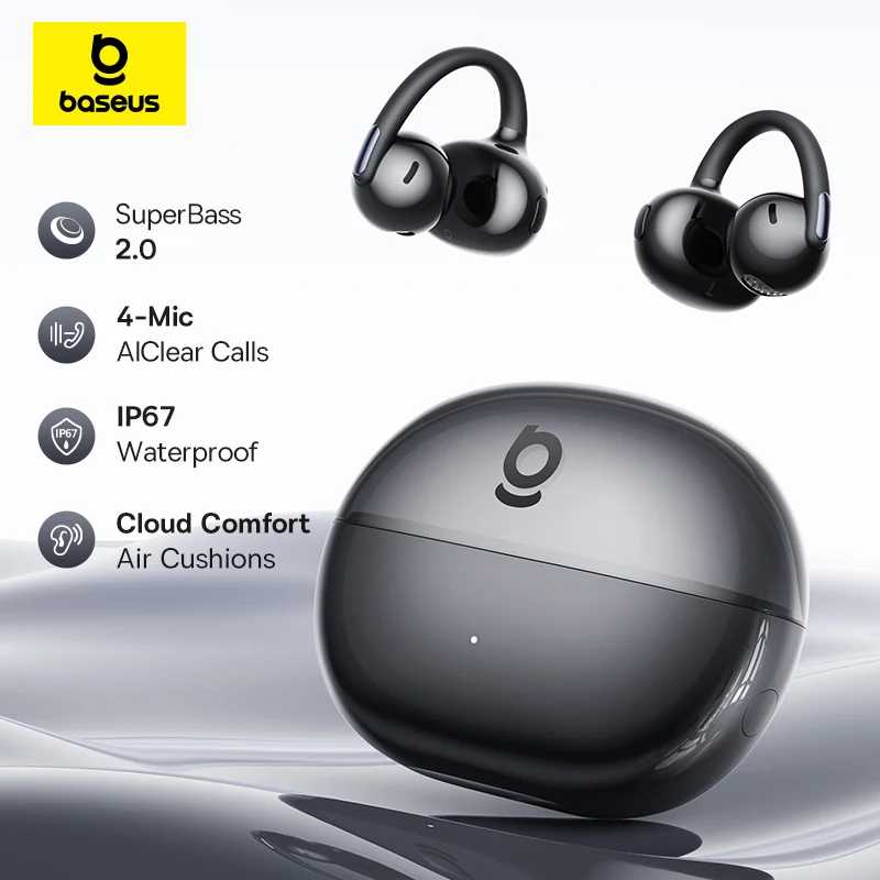 Беспроводные наушники-клипсы Baseus Bowie MC2 AIR TWS с Bluetooth 6.0, открытые наушники-клипсы с 4-микрофон ENC Клипсы-вкладыши Наушники Портативное аудио и видео