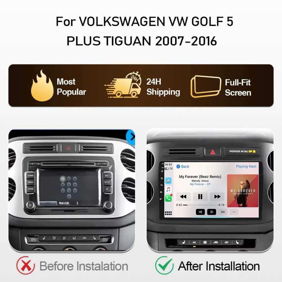 Фотография №2 товара Android авто мультимедиа для VOLKSWAGEN VW GOLF 5 PLUS TIGUAN