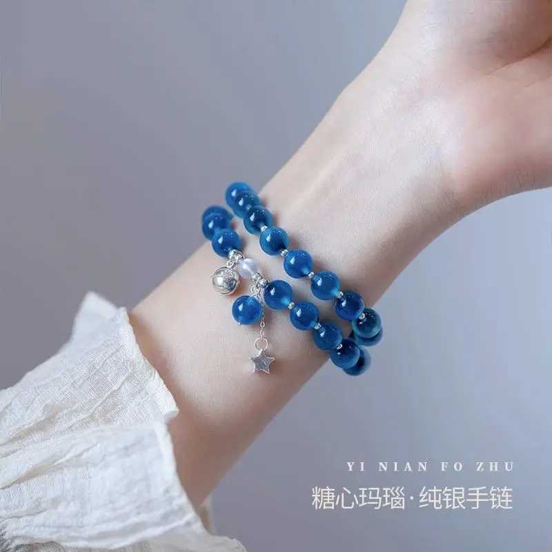 Фотография №4 товара Оригинальный браслет из агата Sugar Heart для женщин, с синими