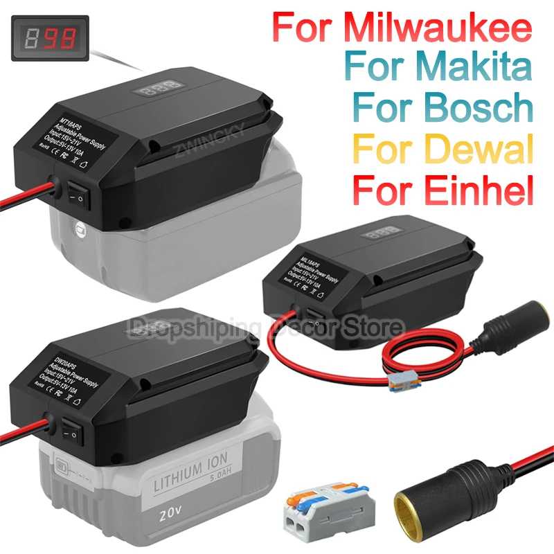 Преобразователь напряжения 18В в 12В для Makita/Dewalt/Milwaukee/Bosch, адаптер для аккумулятора, адаптер для прикуривателя, адаптер для Power Wheel Детали для электроинструментов