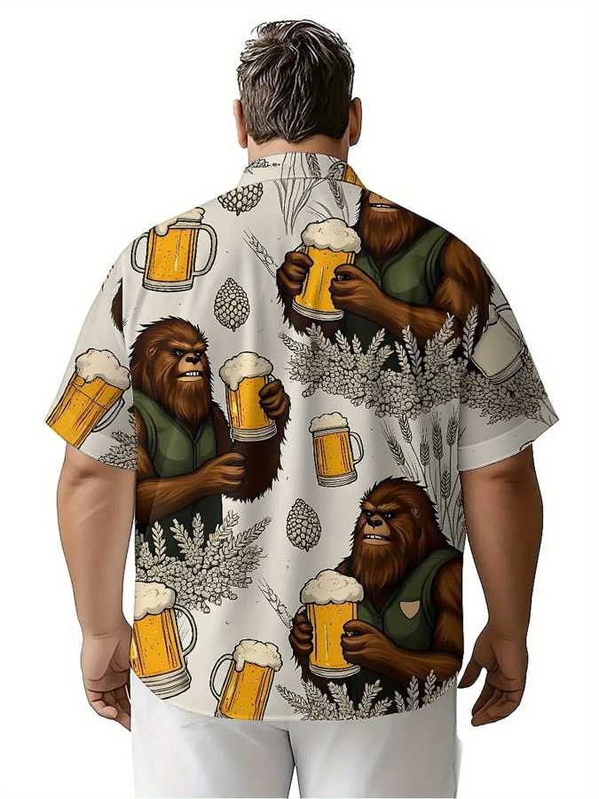 Фотография №3 товара Мужские гавайские рубашки больших размеровSasquatch Beer Festival Carnival Pattern, комфортная