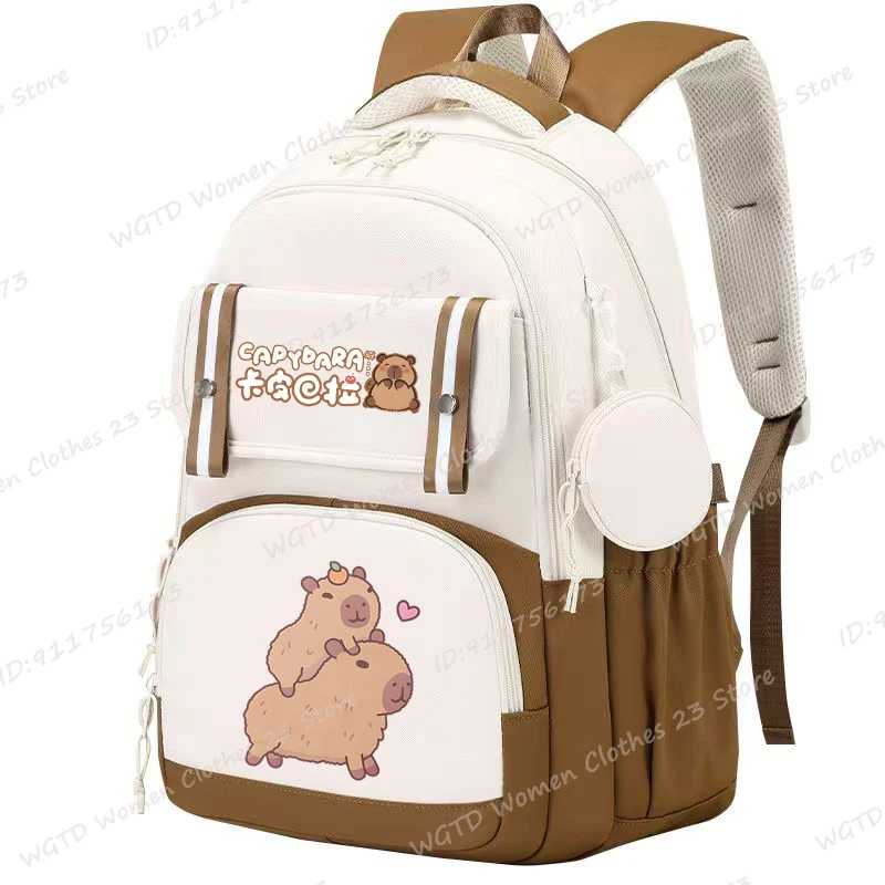 Фотография №1 товара Kawaii Capybara школьный рюкзак для колледжа, школьный повседневный рюкзак, сумка