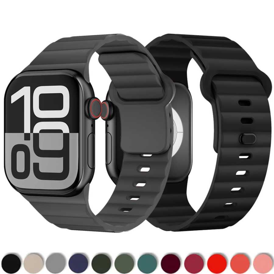 Спортивный силиконовый ремешок для Apple Watch 44 мм, 40 мм, 46 мм, 49 мм, 42 мм, 45 мм, браслет для iWatch Ultra 2, 3, серий 11, 10, 9, 8, 7, SE Аксессуары для часов