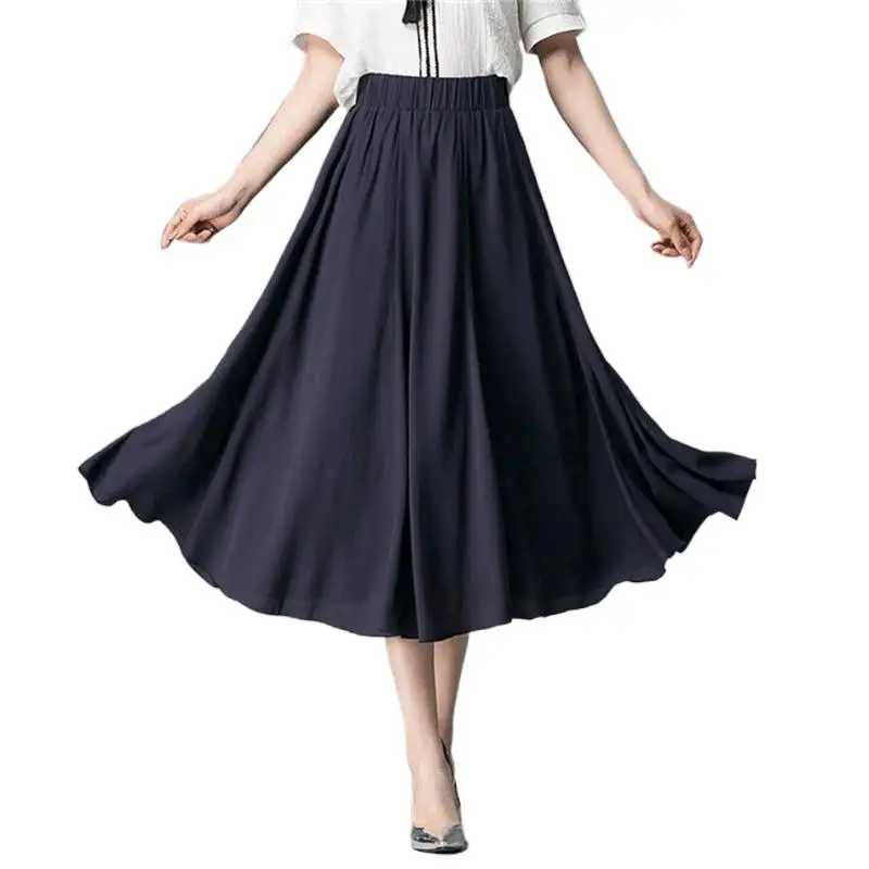 Повседневные плиссированные шифоновые юбки Pure Vestidos, женские юбки больших размеров, черная длинная уличная летняя праздничная юбка Юбки по индивидуальному заказу