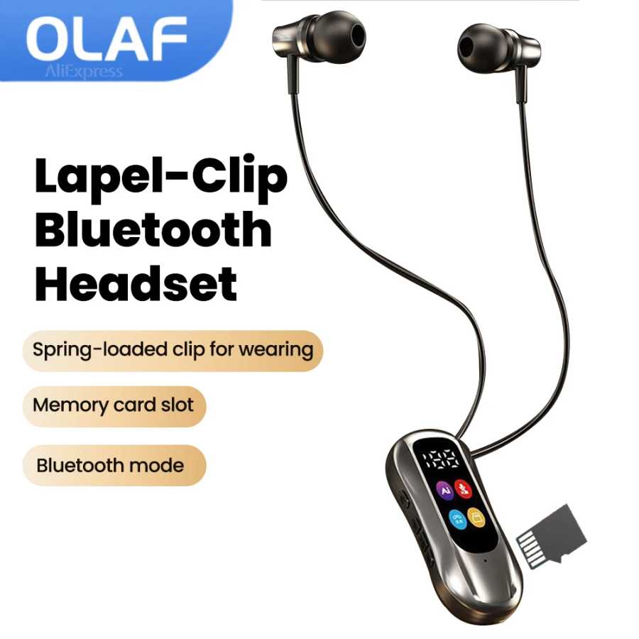 S30 Bluetooth-гарнитура с зажимом для воротника, беспроводные наушники с микрофоном, HD-вызовы, BT-наушники, наушники с переменным звуком, поддержка SD-карты Портативное аудио и видео