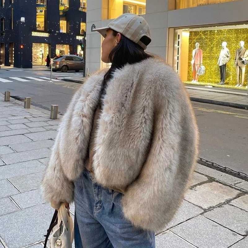 Iconic Street Fashion Week Элитный бренд Gardient Укороченное пальто из искусственного меха Женская зима 2024 Горячая крутая пушистая короткая меховая куртка для девочек Одежда из меха