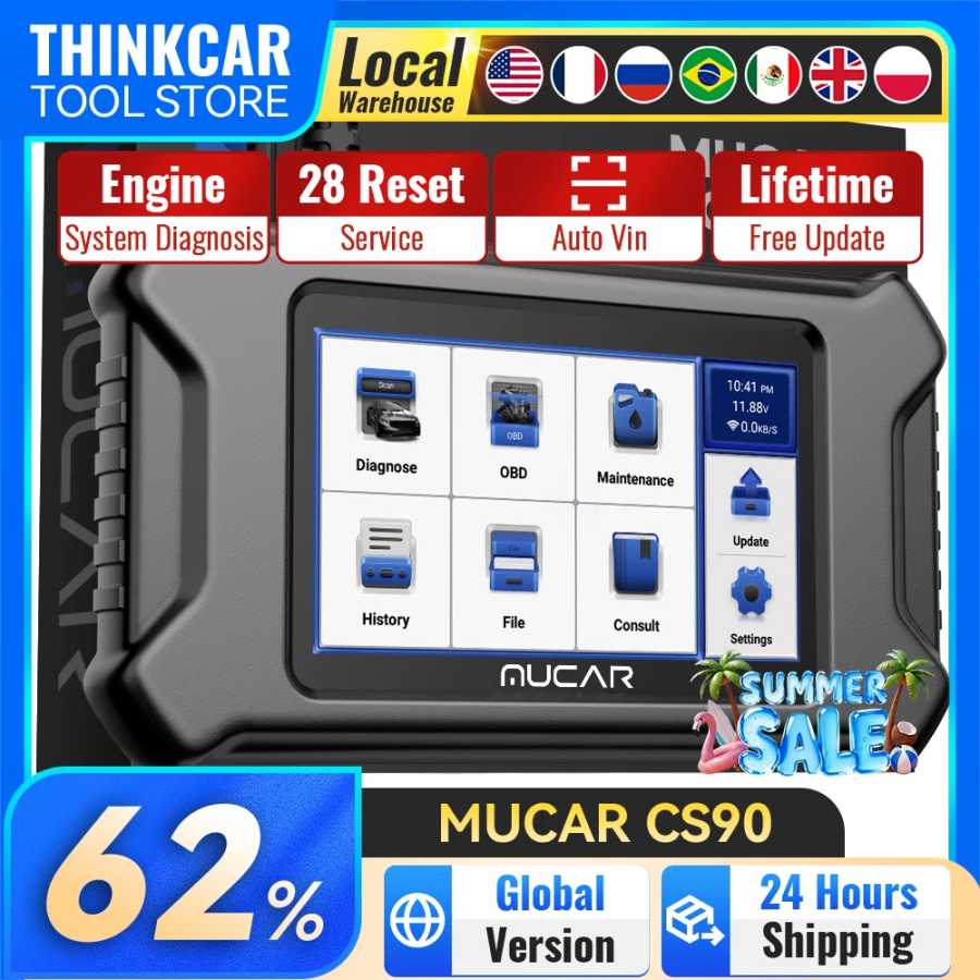 Сканер MUCAR CS90 OBD2 28, услуги сброса, пожизненное бесплатное обновление, профессиональное сканирование двигателя, диагностические инструменты, автомобильный считыватель кодов Инструмент для ремонта автомобилей