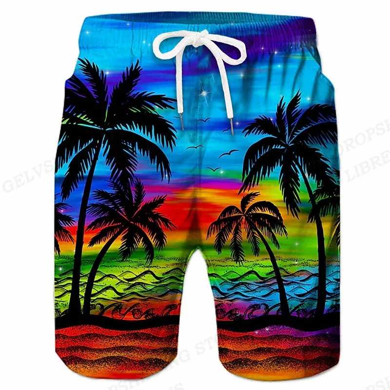 Пляжные шорты Tropics Sea Island y2k, Мужские штаны с 3D принтом, шорты для серфинга, летний Гавайский купальник, плавки, крутые шорты для льда Шорты