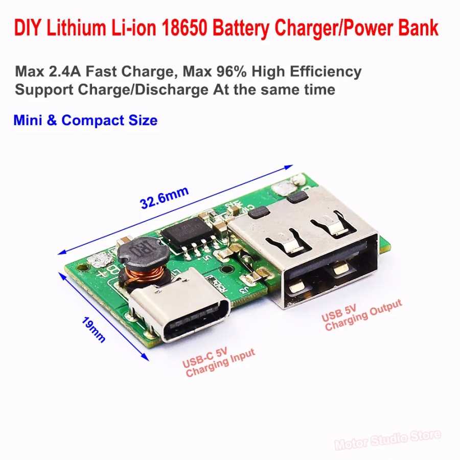 DC 5 В 2A USB-C Type-c зарядная схема печатной платы модуль быстрого зарядного устройства для 3,7 В 18650 литий-ионный аккумулятор DIY Power Bank Электрика