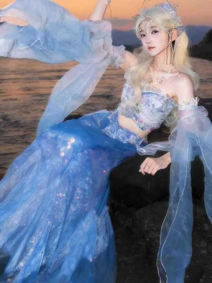 Корона для волос с кисточками Русалка Hime Древний стиль Hanfu Qipao Национальный стиль Серебряные аксессуары для волос Ручная работа Сказочная корона для волос Этническая одежда