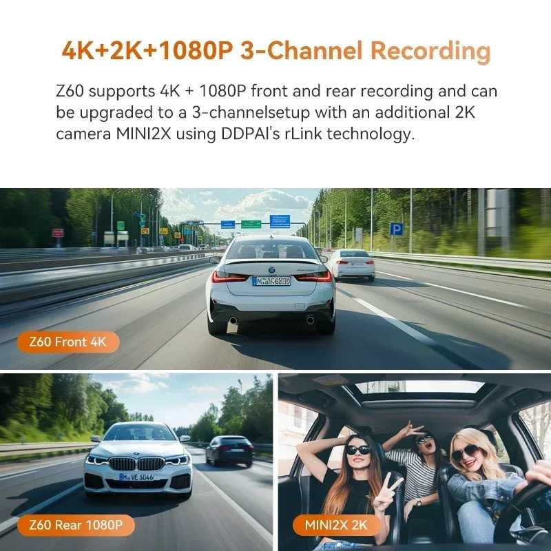 Фотография №1 товара Видеорегистратор DDPAI Z60 4K+1080P с двумя камерами (передняя и задняя),