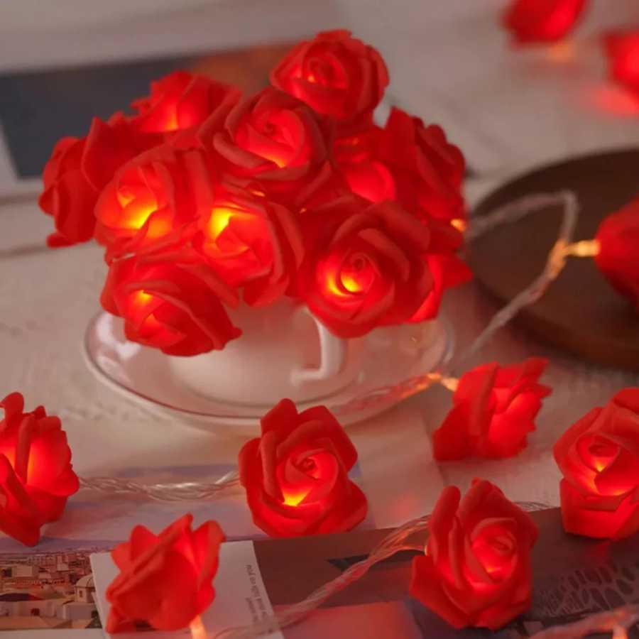 Фотография №4 товара 5 В USB аккумулятор роза светодиодный гирляндный светильник красный розовый