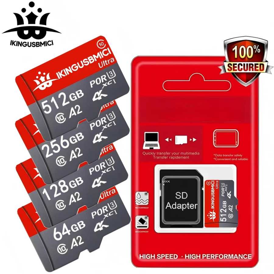 Карта памяти Taimi Micro SD 32GB 64GB 256GB U3 V30 4K Video TF для видеонаблюдения, камер безопасности, экшн-камер, дронов Видеоигры и аксессуары