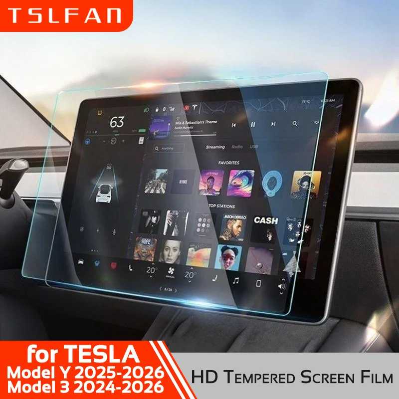 Защитная пленка из закаленного стекла HD для экрана навигации Tesla Model 3 Highland 2024-2026 Y Juniper, аксессуары Аксессуары для салона