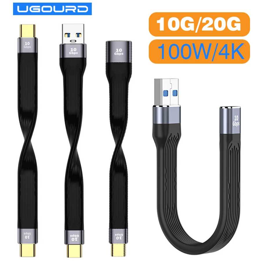 USB3.1 Короткий кабель 10 Гбит/с 13 см PD 100 Вт USB-кабель типа C Конвертер OTG USB-адаптер USB4 20 Гбит/с Кабель 22 см для SSD Power Bank Аксессуары для мобильных телефонов