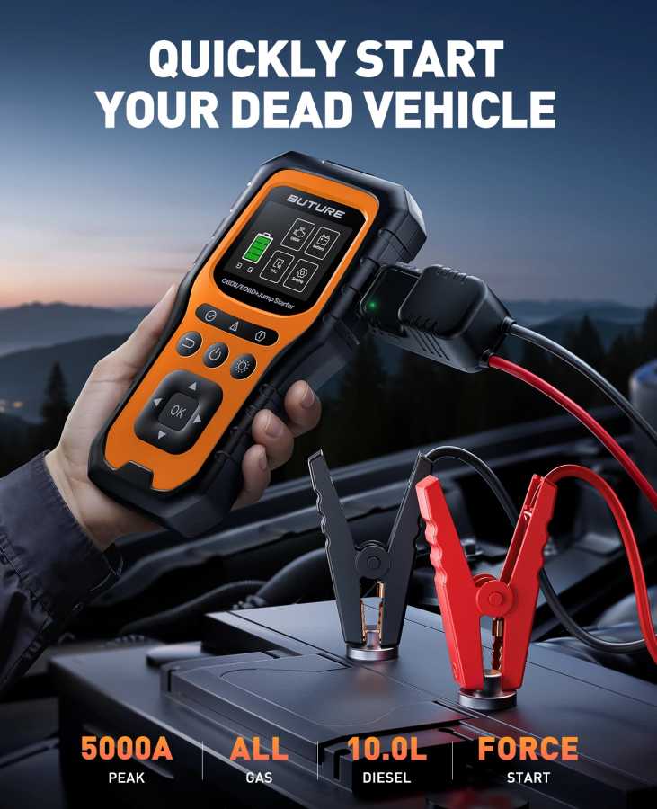 Автомобильный стартер BUTURE 5000A с полной диагностикой OBD, пусковое устройство 16800 мАч, уличные фонари для кемпинга, аварийные усилители Автоэлектроника