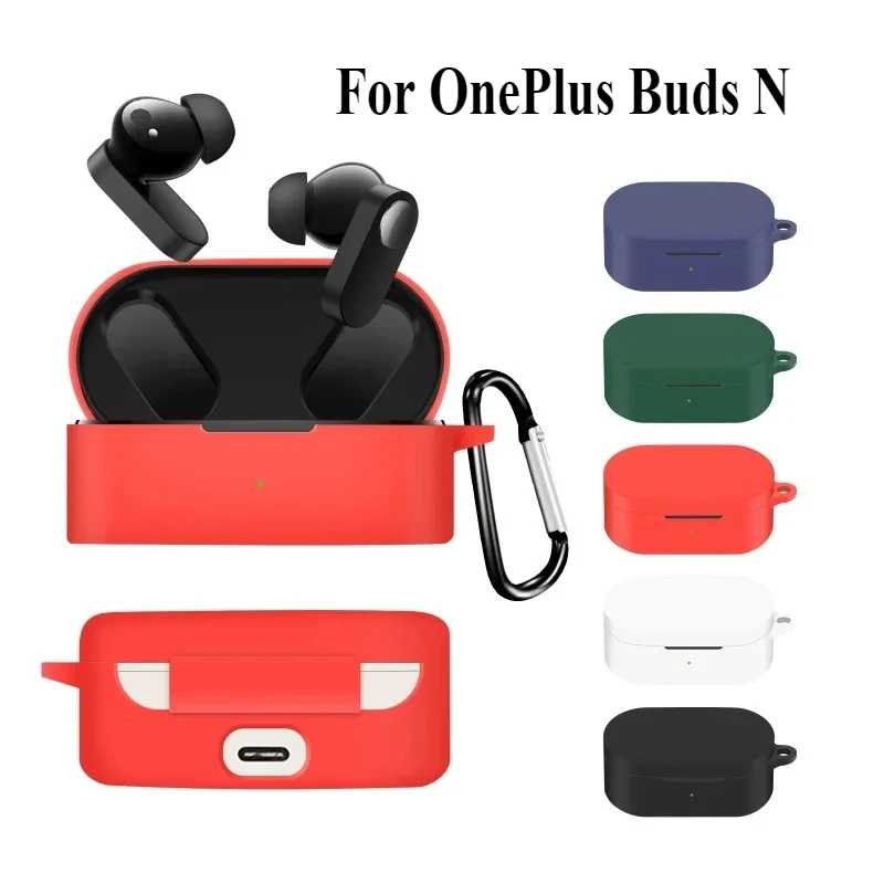 Защитный чехол для наушников OnePlus Buds N, беспроводные наушники, мягкий силиконовый защитный чехол, пылезащитный противоударный чехол с крючком Портативное аудио и видео