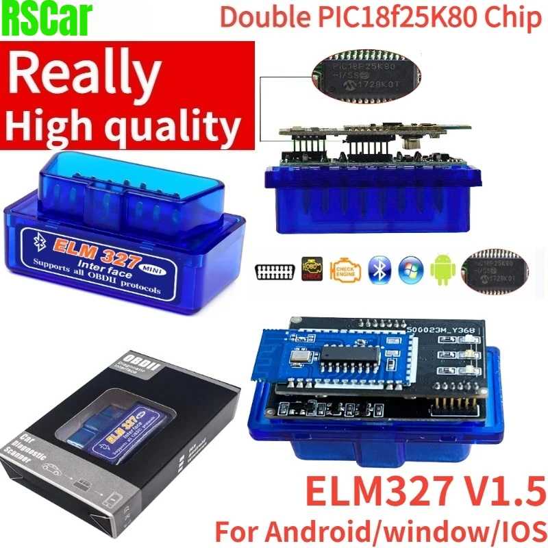 НОВЫЙ двойной чип PIC18f25K80 ELM327 V1.5 для IOS Android Bluetooth 5,1 автоматический сканер OBD2 черный 2 шт. автомобильный тестер диагностические инструменты Инструмент для ремонта автомобилей