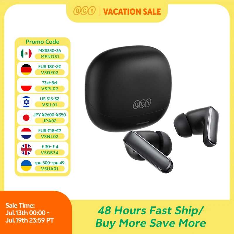 Беспроводные наушники QCY HT21 Melobuds N65 -60dB с адаптивным шумоподавлением AI, Bluetooth 6.0, LDAC Hi-Res Audio, 8 микрофонов, 50 часов работы Портативное аудио и видео