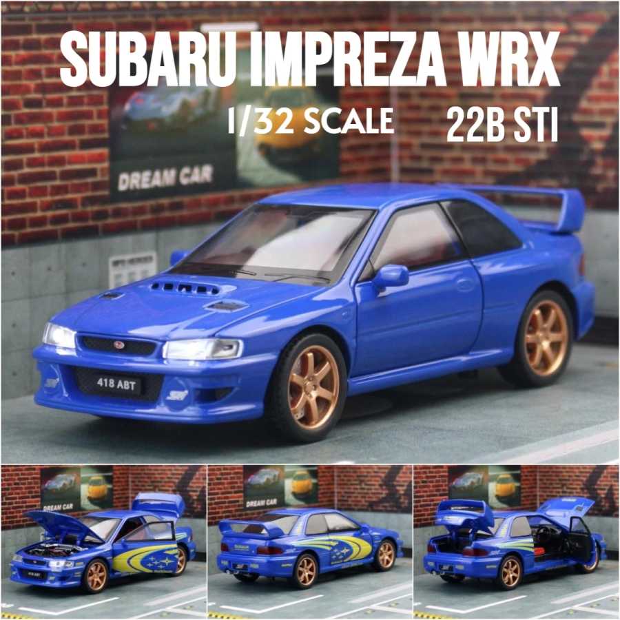 1/32 Subaru Impreza WRX 22B STI JDM модель игрушечного автомобиля, литой под давлением металлический автомобиль, миниатюрная коллекция звуков и света, подарок для ребенка Играйте в транспортные средства и модели