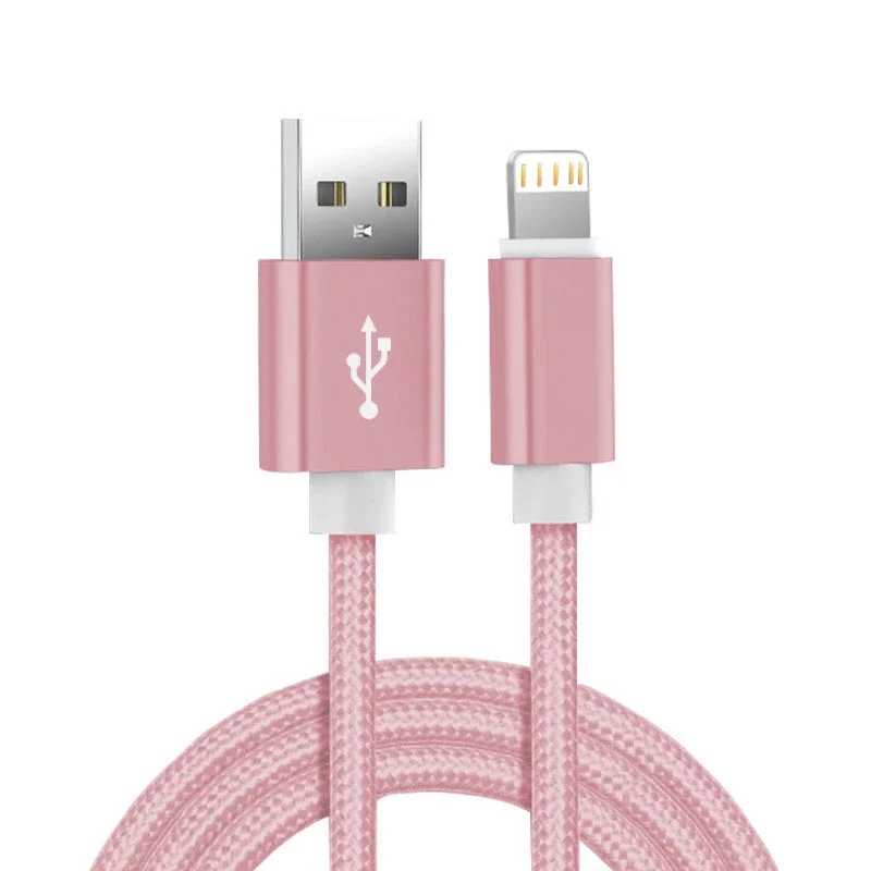 Металлический нейлоновый плетеный USB-кабель для зарядного устройства для iPhone 14 8 7 6S Plus X XR XS 11 12 13 Pro Max iPad 9 Шнур для быстрой зарядки данных 1 м 2 м 3 м Аксессуары для мобильных телефонов