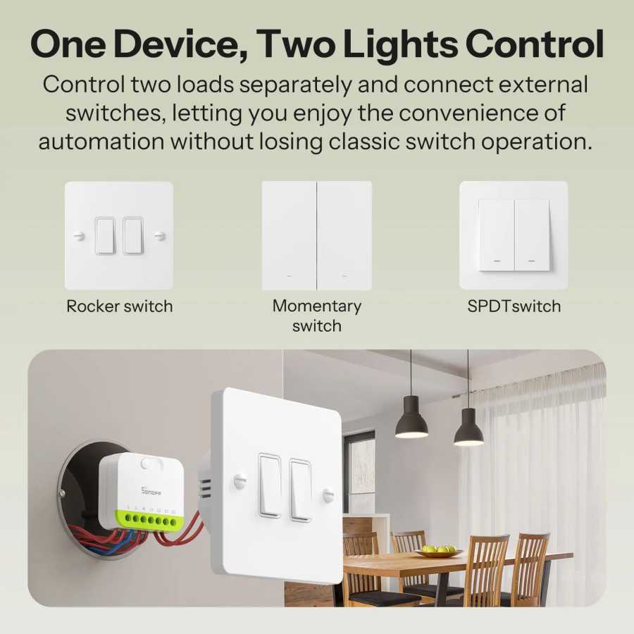 Фотография №3 товара SONOFF MINI DUO 2-Gang Zigbee Smart Switch MINI-ZB2GS Маленькое и