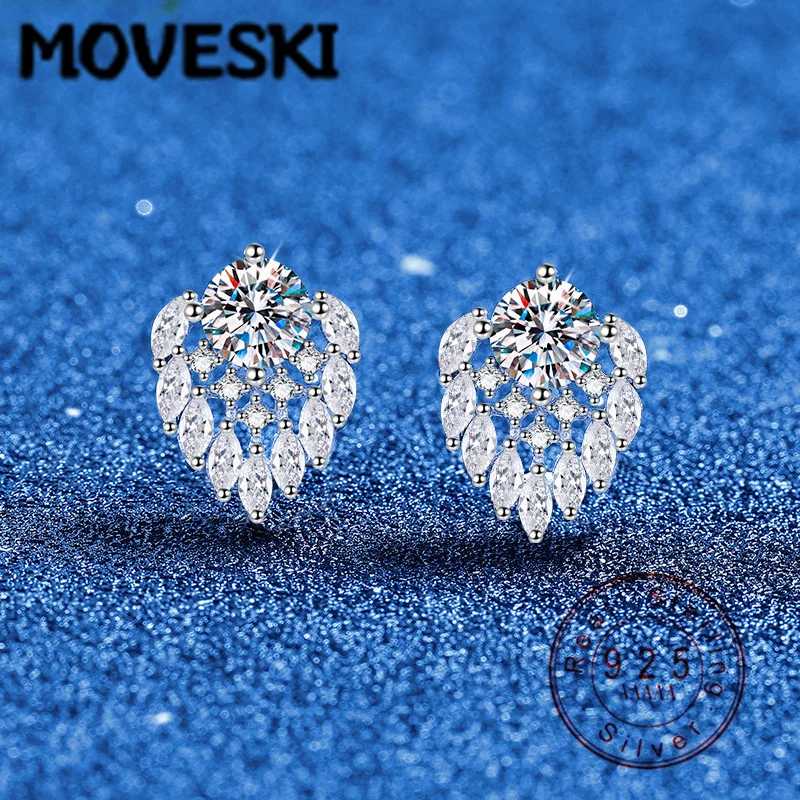 Серьги-гвоздики из стерлингового серебра 925 пробы с муассанитом, сверкающие серьги в форме крыльев для женщин, изысканные ювелирные украшения, подарок Ювелирные изделия