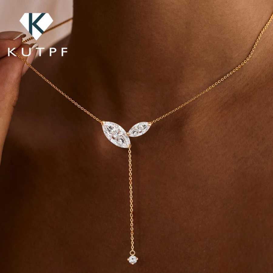 Сертифицированное серебряное колье-подвеска S925 с муассанитом огранки &laquo;Маркиз&raquo; 4 карата, лабораторный бриллиант, Y-образная длинная цепочка с кисточками для женщин Ювелирные изделия