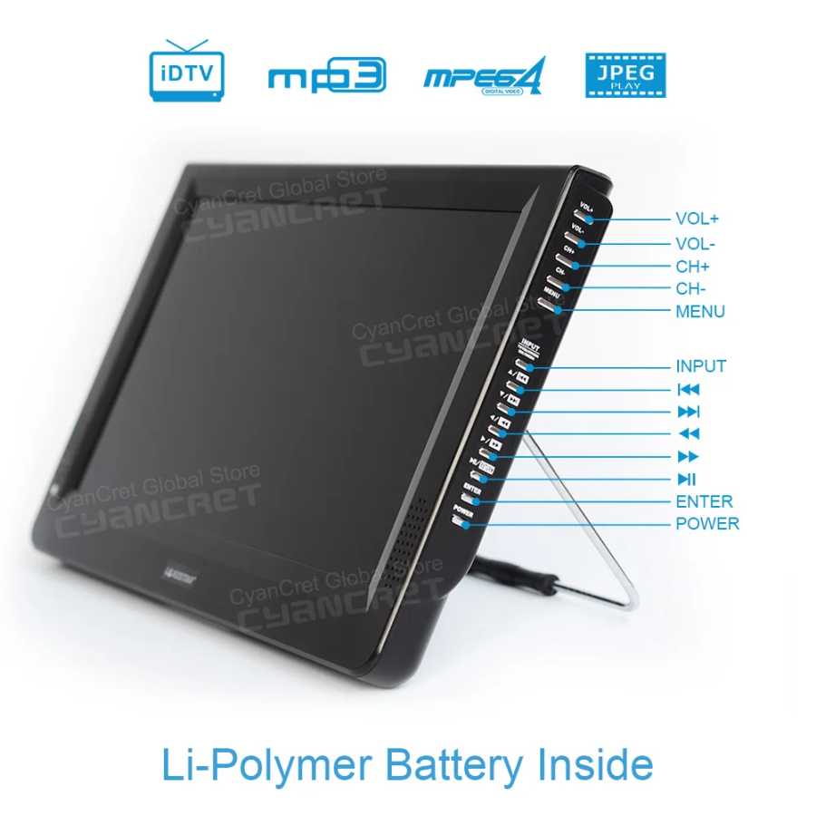 Фотография №1 товара Портативный телевизор LEADSTAR D12 12 дюймов HD с поддержкой DVB-T2,