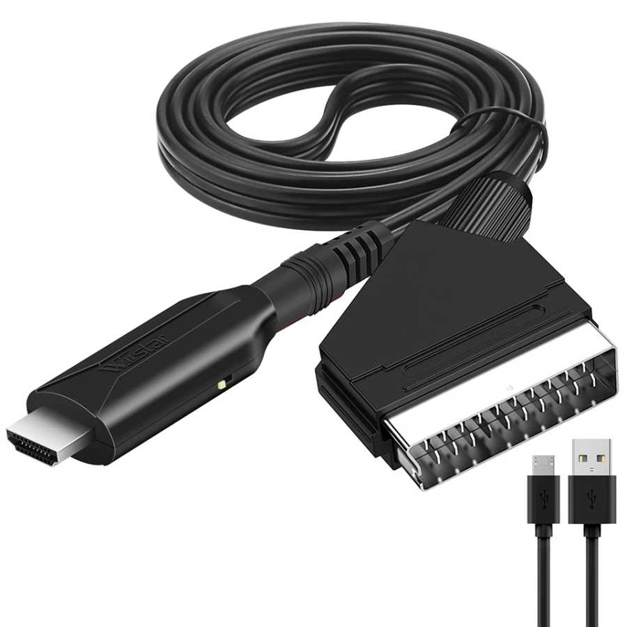 Конвертер SCART в HDMI с кабелем, Scart in HDMI Out HD 720P/1080P, адаптер видео-аудио конвертера для HDTV DVD Доступ к автоматизации здания