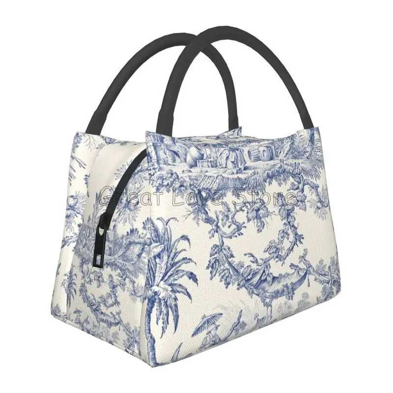 Французская термосумка для обеда Toile De Jouy, унисекс, портативный изолированный холодильник-холодильник, сумка-тоут Bento для работы на пикник, многоразовая упакованная коробка для завтрака Сумки специального назначения