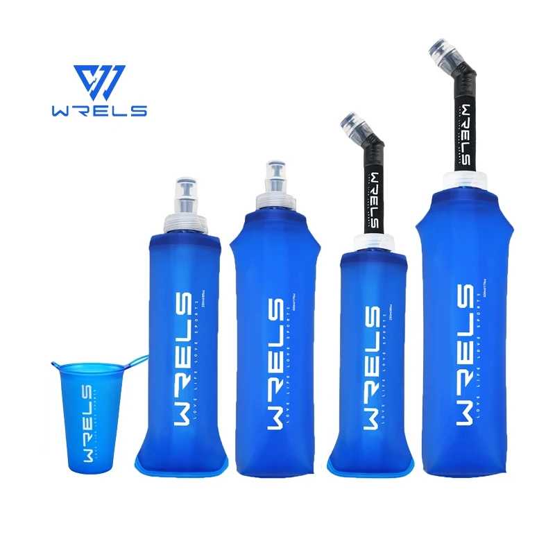 Складная бутылка для воды WRELS, складная мягкая колба из ТПУ, не содержащая бисфенола А, для спорта на открытом воздухе, пешего туризма, кемпинга, бега, портативная мягкая бутылка для воды Кемпинг и походы
