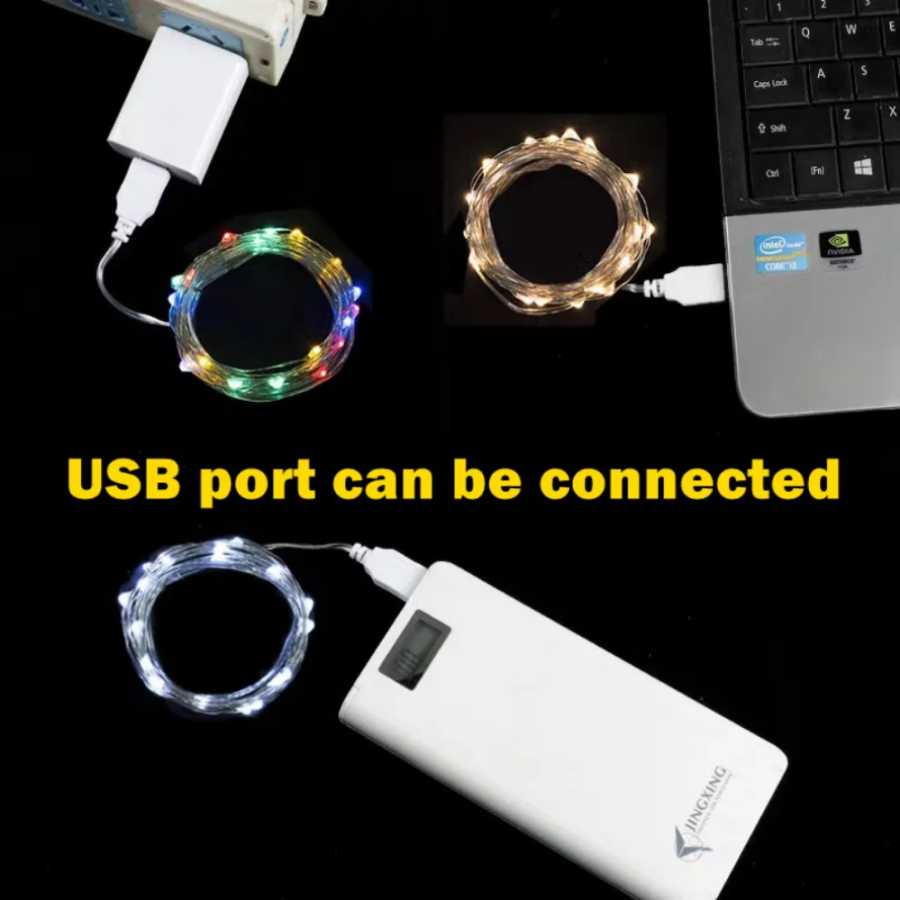 Фотография №2 товара 5/10/20 м USB светодиодные гирлянды из медной серебряной проволоки, гирлянда,