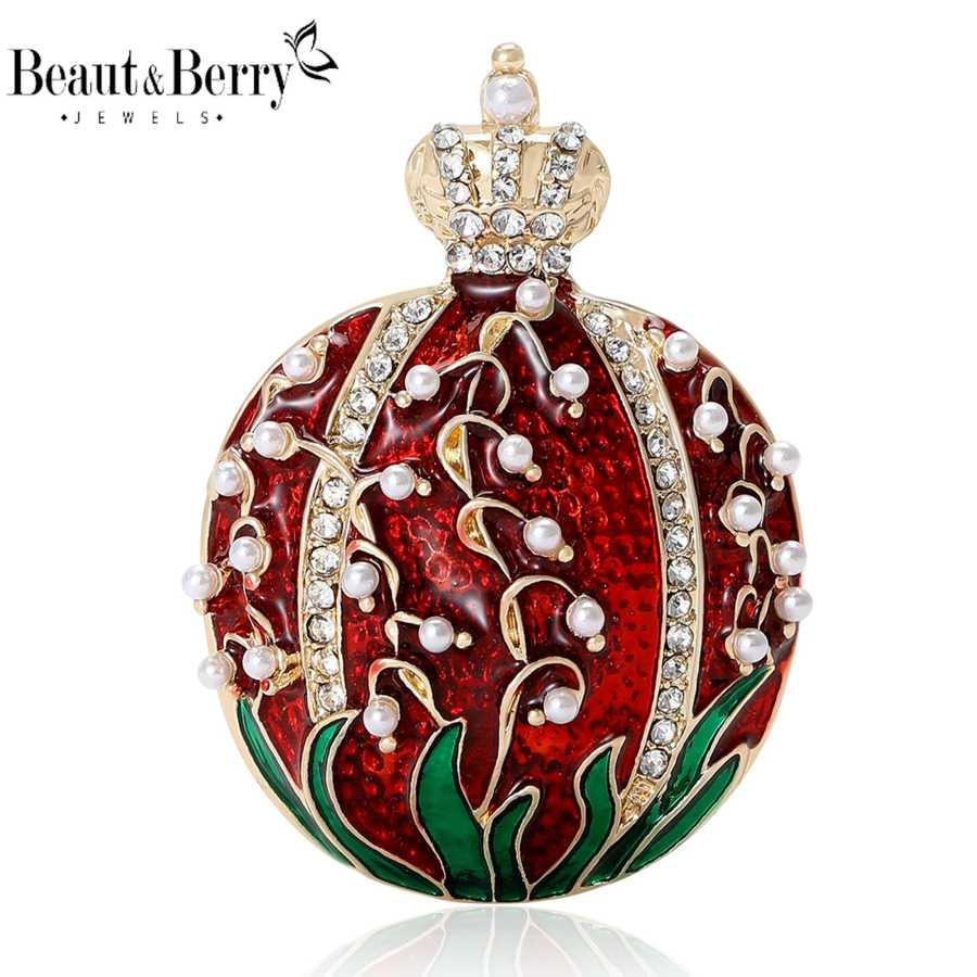 Beaut & Berry Роскошные броши со стразами и короной в виде граната для женщин, эмалированные булавки с фруктами, ожерелье, повседневные вечерние модные подарки для друзей Бижутерия